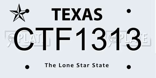 CTF1313 Texas License Plate