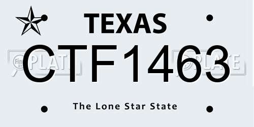CTF1463 Texas License Plate