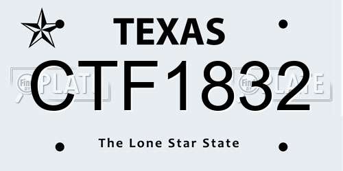 CTF1832 Texas License Plate