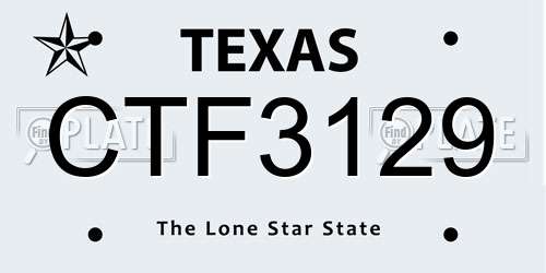 CTF3129 Texas License Plate