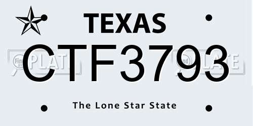 CTF3793 Texas License Plate