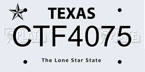 CTF4075 Texas License Plate
