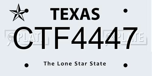 CTF4447 Texas License Plate