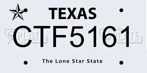 CTF5161 Texas License Plate