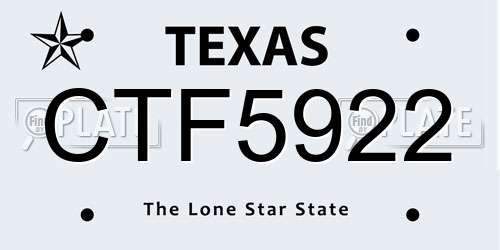 CTF5922 Texas License Plate