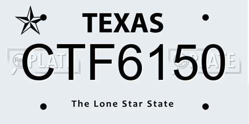 CTF6150 Texas License Plate