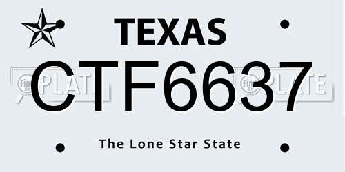 CTF6637 Texas License Plate