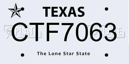 CTF7063 Texas License Plate