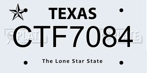 CTF7084 Texas License Plate