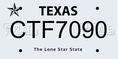 CTF7090 Texas License Plate