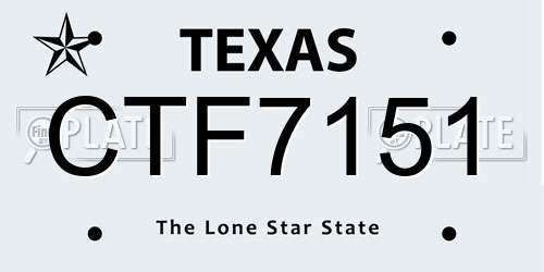CTF7151 Texas License Plate