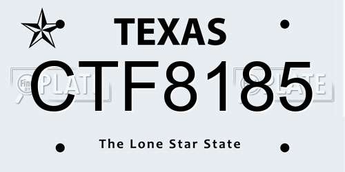 CTF8185 Texas License Plate