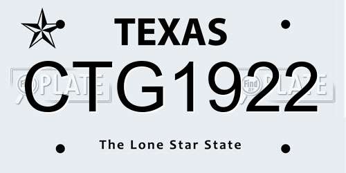 CTG1922 Texas License Plate