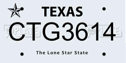 CTG3614 Texas License Plate