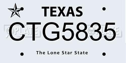 CTG5835 Texas License Plate