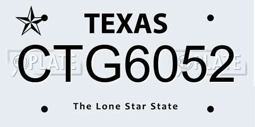 CTG6052 Texas License Plate