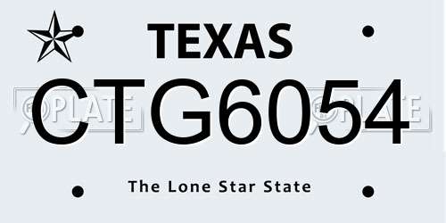 CTG6054 Texas License Plate
