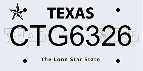 CTG6326 Texas License Plate