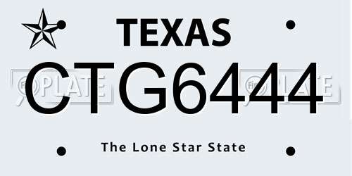 CTG6444 Texas License Plate