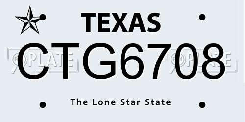 CTG6708 Texas License Plate
