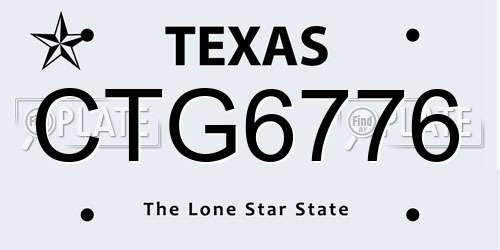 CTG6776 Texas License Plate