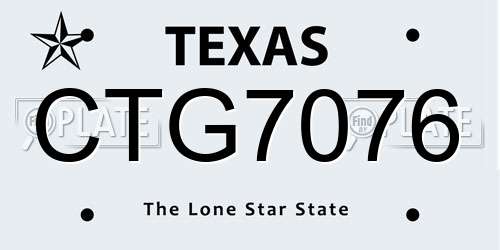 CTG7076 Texas License Plate