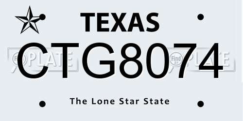 CTG8074 Texas License Plate