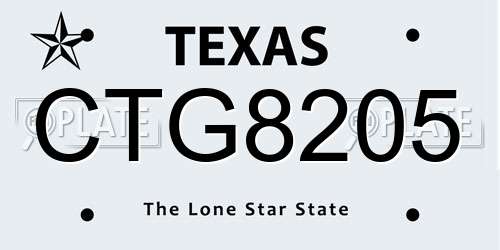 CTG8205 Texas License Plate