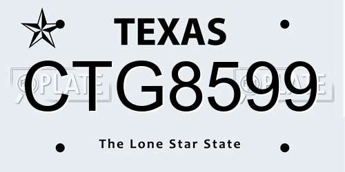 CTG8599 Texas License Plate