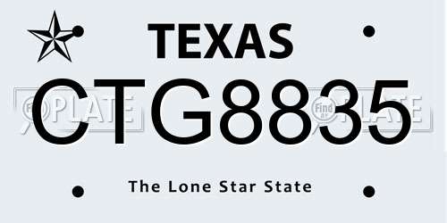CTG8835 Texas License Plate
