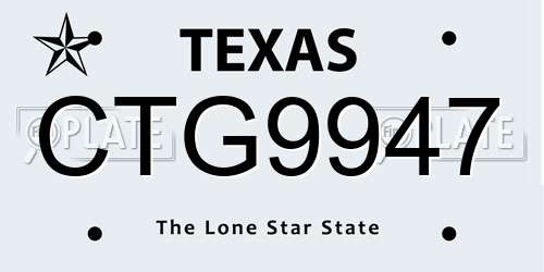 CTG9947 Texas License Plate