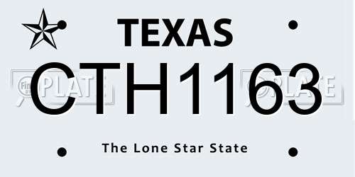 CTH1163 Texas License Plate