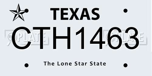 CTH1463 Texas License Plate