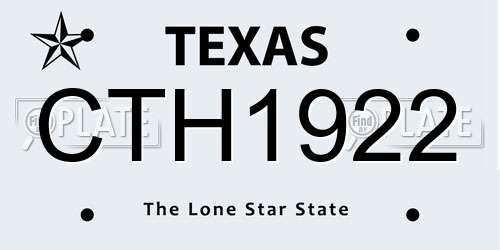 CTH1922 Texas License Plate