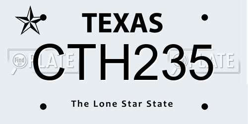 CTH235 Texas License Plate