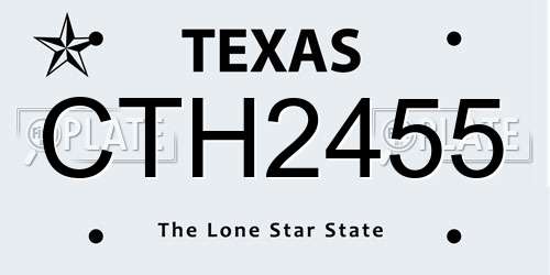 CTH2455 Texas License Plate
