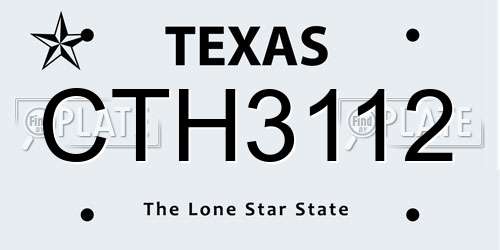 CTH3112 Texas License Plate