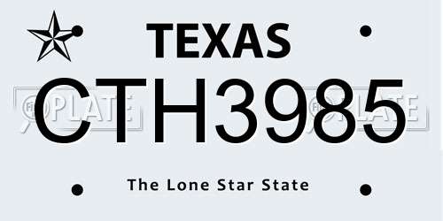 CTH3985 Texas License Plate