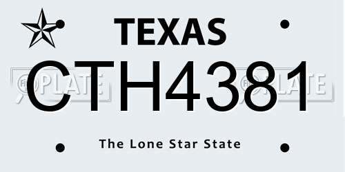 CTH4381 Texas License Plate