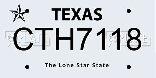 CTH7118 Texas License Plate