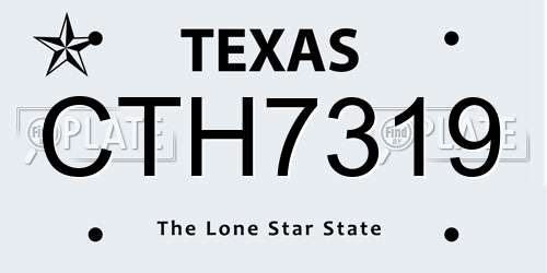 CTH7319 Texas License Plate