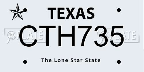CTH735 Texas License Plate