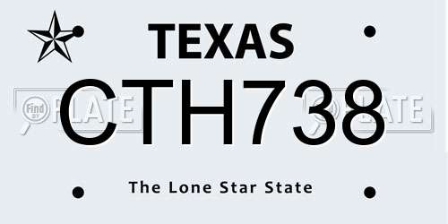 CTH738 Texas License Plate