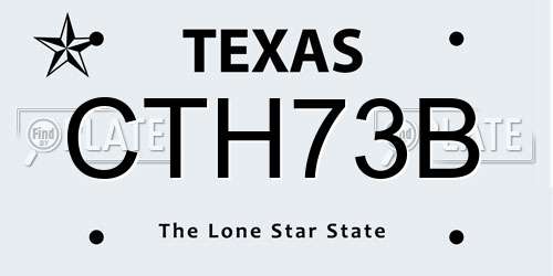 CTH73B Texas License Plate