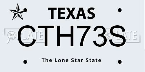 CTH73S Texas License Plate