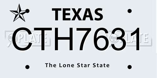 CTH7631 Texas License Plate