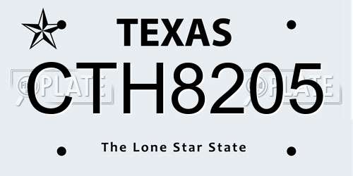 CTH8205 Texas License Plate