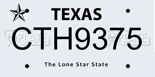 CTH9375 Texas License Plate