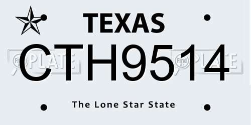 CTH9514 Texas License Plate