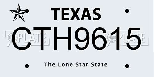 CTH9615 Texas License Plate